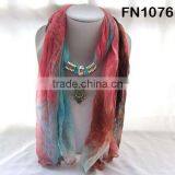 Glowing Scarf With Owl Charm Metal Bird Charms thumbnail-1