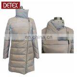 Grey Women Winter Polyester Long Quilted Padded Coat