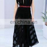 Amigo 2017 Sexy Women Mesh Bodycon Dress Wet Look Black Color Sleeveless Long Bandage Dress thumbnail-2