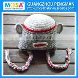 Baby Hat Baby Beanie,Crochet White Grey Sock Monkey Hat Lovely Beanie Newborn Hat thumbnail-1
