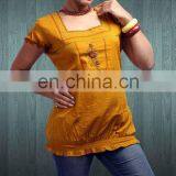 Cotton Kurtis Mustard Cotton Kurtis thumbnail-1