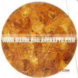 Yellow Round Tiger Eye Coffee Table Top
