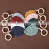Organic Cotton Leaf Pacifier Beech Wood Baby Teether Ring thumbnail-6