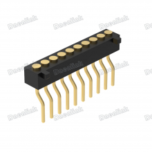 Dnenlink 1.27mm pitch Single Row H2.0mm Right Angle SMT PogoPin Connector With Peg