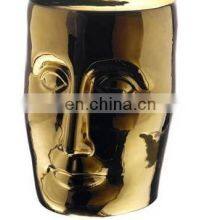 BIG Indoor And Outdoor Decorative Gold Glazed Porcelain Ceramic Garden Face Stool Seat