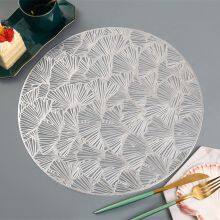 Eco-Friendly Stocked Customized Gold Silver Colored PVC Table Place Mat With Leaf Design thumbnail-2