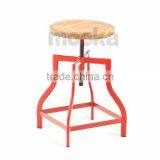 Timber Seat Swivel Turner Industrial Bar Stool thumbnail-3