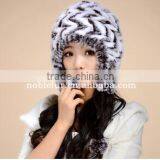 Excellent Quality Colorful Rabbit Fur Thread Earflap Hat With Long String Flower Ball thumbnail-5