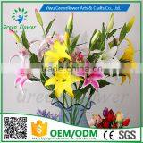 Greenflower 2016 Wholesale 3 Heads Big Latex PU Artificial Flowers Lily Real Touch Bouquet Wedding Decrations Flowers thumbnail-5