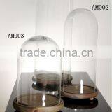 Clear Glass Bell Jars With Wooden Base Glass Dome thumbnail-1