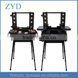 Fashion Style Mobile Travel Cosmetic Trolley Case Aluminum Lighted Makeup Train Case ZYD-HZ82804
