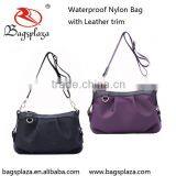 China High Quality Woman Casual Nylon Sling Handbag With Leather Trim thumbnail-5