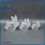 Handmade Flat Shape White Ceramic Rabbit Easter Decoration
