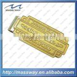 High Grade Etched Brass 18K Gold Money Clips