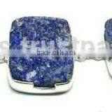 Lapis Druzy Cushion 925 Sterling Silver Bracelet, Designer Druzy Semi Precious Bracelet, 925 Sterling Silver Designer Jewelry thumbnail-1