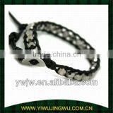 2013 Wholesale Silver Beaded Leather Bracelet thumbnail-1