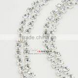 Adjustable 2pcs Double Rows Crystal Diamante Rhinestone Bra Shoulder Straps Belt thumbnail-3