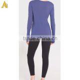 100% Cotton Long Sleeves t Shirt Women Curved-hem Pocket t Shirts Wholesale thumbnail-3