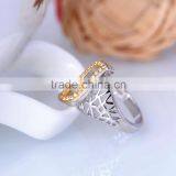 Pure Silver Hollow Out Life of Tree Branches Net Leaf Ring With Gold Plated thumbnail-3