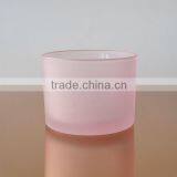 Frosted Pink Glass Jar for Candle thumbnail-1