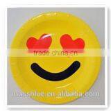 Yellow Color Paper Plate With Two Loving Heart Expression