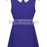 Yellow Plain Belt Turndown Collar Sleeveless Dress Casual Dresses for Women thumbnail-4