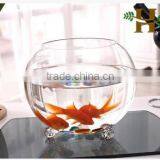 Handmade Footed Round Shaped Glass Fish Bowl thumbnail-1
