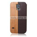 OEM Flip Wood Leather Cell Phone Case for Samsung S5 thumbnail-3