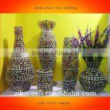 Different Types Flower Pattern Mosaic 50cm Glass Vase