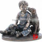 Bronze Boy and Dog Statue Kissing for Sale thumbnail-1