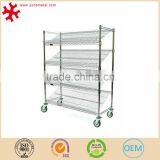 Supermarket Metal Wire Bread Display Rack Shelves With Wheels thumbnail-1