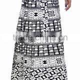 Smart Black / White Animal Print Long Skirt