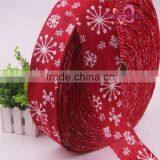 2016 Christmas Jacquard Ribbon 2.5 Inch Wide Jute Burlap Ribbons thumbnail-1