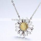 925 Sterling Silver Fashion Jewelry Sunflower Charm Pendant Necklace thumbnail-2