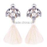Fashion Rhinestone Gems With Long Colorful Tassel Alloy Earrings for Women thumbnail-4