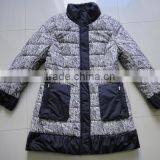 Women Polyester Printing Stand Collar Padding Parka thumbnail-1