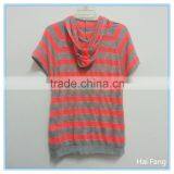 Wholesale Custom Children Girls Striped Pink and Gray Zip up Hoodies, Kids Summer Hoodies & Sweatshirts thumbnail-4