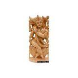 Handcrafted Wooden Krishna Hindu Sculptures Art thumbnail-1