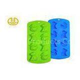 Custom Green Color Silicone Ice Cube Trays , Rectangle Silicone Ice Tray Molds