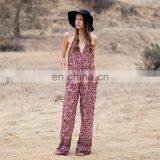 Womens Open Back Sexy Floral Printing Ladies Jumpsuit thumbnail-3