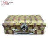 Rectangle Portable Cassette Bamboo Storage With Lock