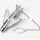 metal blank Airplane tie Clip with chain
