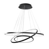 Black Three Rings LED Pendant Light Fixture for Living Room