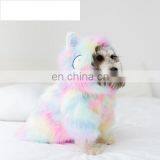 Winter New Pet Dog Little Monsters Fur Apparel Rainbow Plush Coat Small Puppy Overcoat thumbnail-3