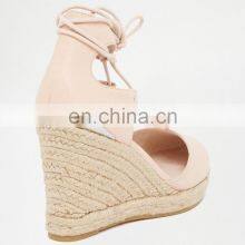 Ladies and Women Lace up Wedges High Heel Sandals Shoes thumbnail-3