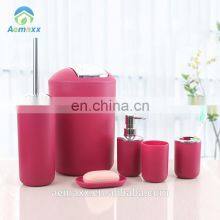 Hot Sell Plastic 6 Pieces Bathroom Set Black Color Bathroom Accessories thumbnail-3