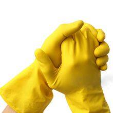 1pair Yellow Cleaning Dish Gloves, Professional Natural Rubber Latex Gloves, Kitchen Dishwashing Gloves