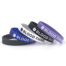 Wholesale Silicone Wristband Stretchy Soft Debossed Ink-filled Promotional Rubber Bracelets for Hospital and Medical Work thumbnail-3