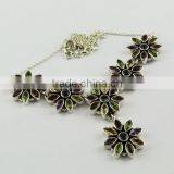 Lovely Kiss !! Multi Colour 925 Sterling Silver Necklace, Gemstone Silver Jewellery, Handmade Silver Jewellery thumbnail-1