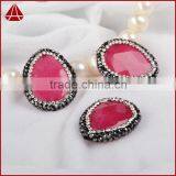 Peachblow Jade Faceted Beads Inlaid Zircon Paved Beads, Zircon Jewelry Wholesale With CZ Paved Cap thumbnail-4